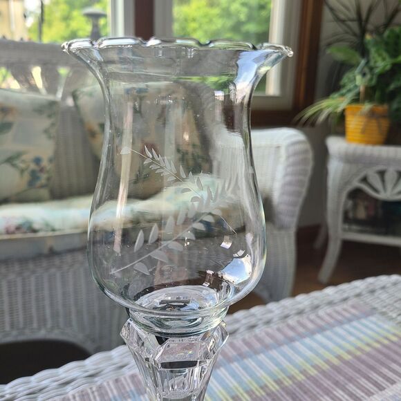 Vintage Home Interiors Clear Glass Etched Wheat Votive Tealight Peg Light Holder - Picture 3 of 10